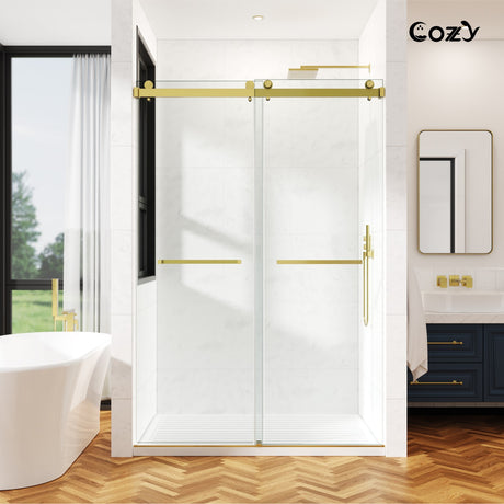 Cozy 48" / 54"/ 60" x 76" Frameless Double Slide Shower Door 3/8" Tempered Glass