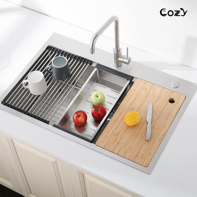 Cozy n Bath 36x22 inch overmount kitchen sink with accessors and drain
