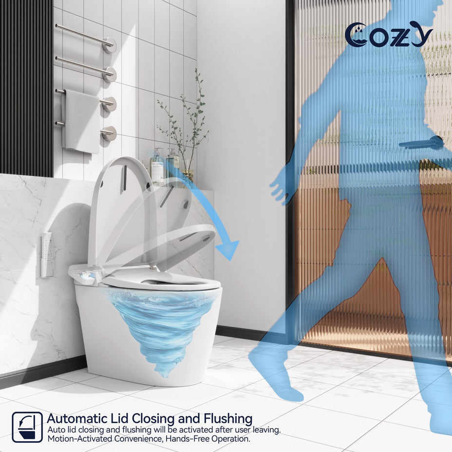 COZY Smart Toilet WH08, Auto Flush, Auto lids, Instant Heat, Dryer, Side Knob