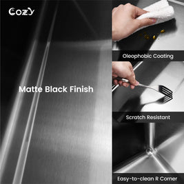 29.5'' Multifunctional Overmount Sink Pull-down&Waterfall Faucet&Cutting Board