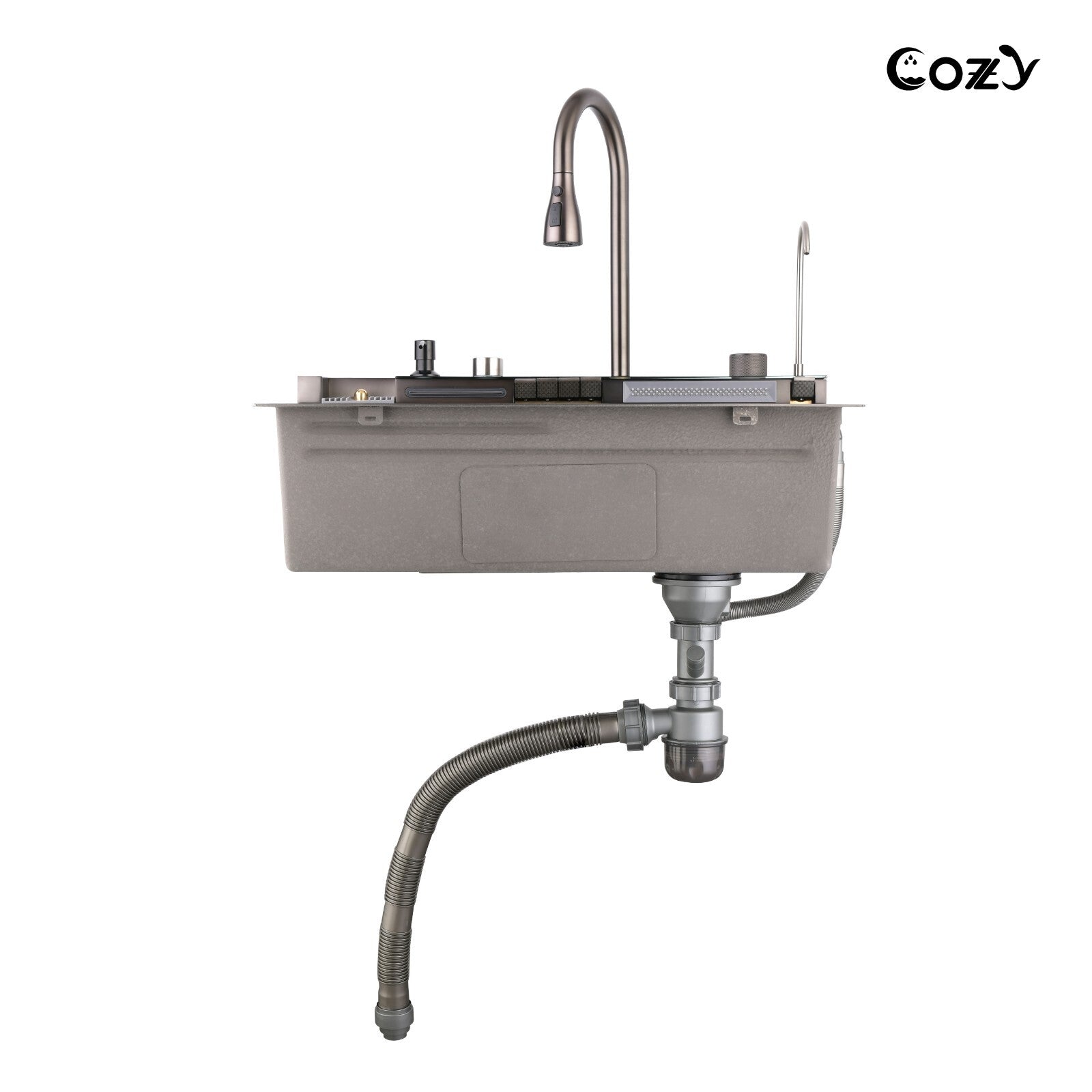 Cozy 29.5x17.7 Multifunctional Workstation Overmount Kitchen Sink Faucet Combo