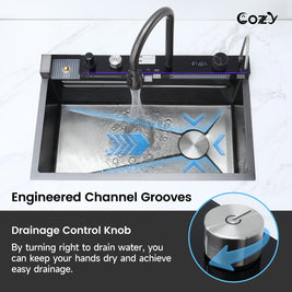 Cozy 29.5x17.7 Multifunctional Workstation Overmount Kitchen Sink Faucet Combo