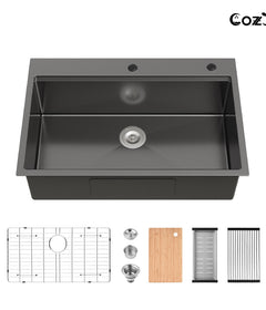 Cozy n Bath 33x22 inch overmount kitchen sink with accessors and drain