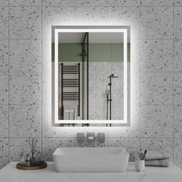 28"x36" LED Bathroom Mirror, Front-Lit and Back-Lit, Light Srtip Unseen When Turned Off, Color Tem Adjustable, Stepless Dimmable, 3 Colors CRI90+, Brightness Memory, Shatter-Proof,Anti-fog LED Vanity Mirror, Easy Installation,IP44 Waterproof, LM27-AL-2836